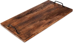 Wooden serving board with metal handles 56 × 29.5 cm
