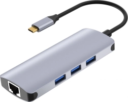 Dokovací stanice USB-C hub s LAN, HDMI 4K a čtečkou karet