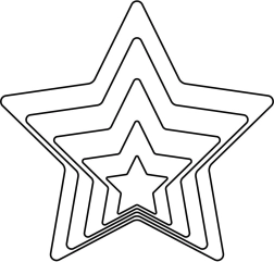 Sæt udstikkere til småkager stjerne, rustfrit stål, 5 stk (1,5–7,5 cm)