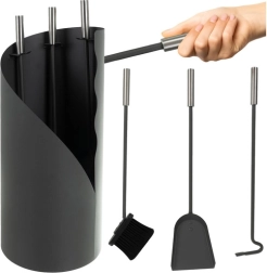 Kaminer fireplace tool set with stand 4-in-1