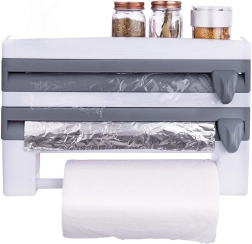 Distributeur mural 3-en-1 pour films et essuie-tout