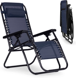 Tuinligstoel met verstelbare stand ZERO GRAVITY ModernHome – donkerblauw