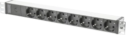 Stroomverdeellijst PDU 19" Rack 8x schuko stopcontact 2,0 m 1x C14 connector 10A Aluminium