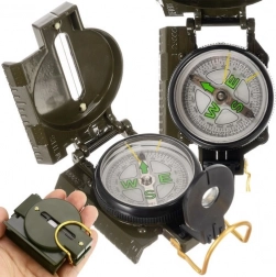 Military lensatic compass with metal case