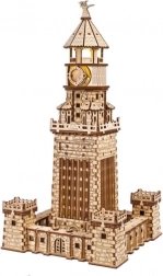 Ugears 3D mechanisches Holzpuzzle Alexandrischer Leuchtturm mit LED-Beleuchtung