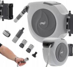 Tubo da giardino con avvolgitubo, 30 m, avvolgitore da parete, avvolgimento automatico