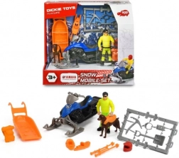 Rescue snowmobile YAMAHA Phazer X‑TX 1:24 with trailer, rescuer and avalanche dog