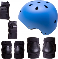 Helmet + protective gear for inline skates, skateboard, bike - blue-black, M