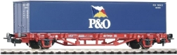 Wagon plat PIKO Lgs579 avec conteneur 40 ft P&O, DB AG, H0 (ère V)