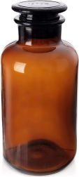 Brown glass jar with cork and wide mouth 1 L