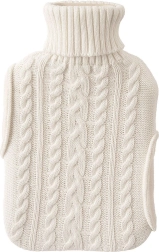 Hot water bottle with knitted beige cover 1.6 l