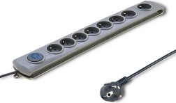 Surge-protected power strip Quick Switch, 8 outlets, 1.8 m, gray