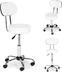 Otočná stolička s opěrkou pro kosmetiku a medicínu, bílá ModernHome