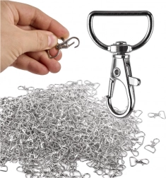 Kovové otočné karabinky rybka 3,7 × 2 cm, stříbrné – 500 ks