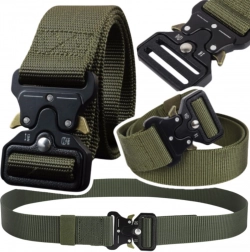 Tactical nylon belt with quick-release buckle 120 × 3.8 cm – green