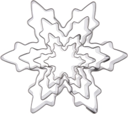 Roestvrijstalen uitsteekvormpjes sneeuwvlok, set van 4 stuks