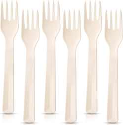 Plastic dining forks cream SANDY 18 cm, 6 pcs