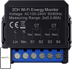 Smart bidirectional electricity meter AVATTO Wi‑Fi with CT sensor