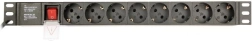 Rack-mount power strip (PDU), 8 Schuko outlets, 1U, 16A, Schuko plug 3m