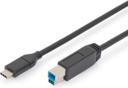 Povezivni kabel USB 3.0 tip C na B, SuperSpeed 5 Gbps, Power Delivery, 1,8 m, crni