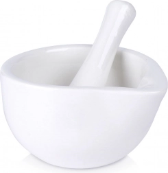 Porcelain mortar with pestle, white