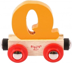 Leseni voziček Bigjigs Rail s črko Q