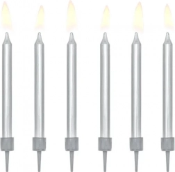 Smooth Silver Birthday Candles