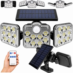 Solarna ogrodowa lampa LED z czujnikiem ruchu i zmierzchu oraz pilotem zdalnego sterowania
