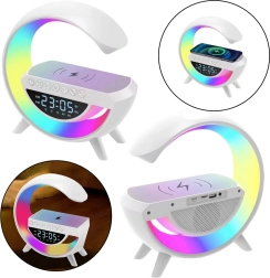 Lampada da notte multifunzionale con sveglia e caricatore a induzione