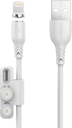 Magnetic charging cable 3-in-1 FONENG X62, USB to USB‑C / Lightning / Micro USB, 1 m, white