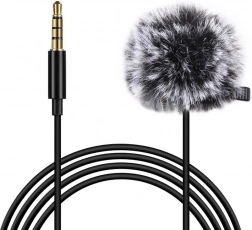 Puluz lavalier microphone 3.5 mm with wind protection, 1.5 m cable