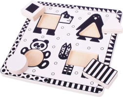 Wooden insert puzzle black-and-white shapes BIGJIGS TOYS