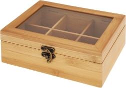 Boîte à thé en bambou 21 × 16 × 7,5 cm, 6 compartiments