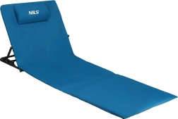 Faltbare Strandmatte NILS Camp mit verstellbarer Rückenlehne, blau