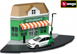Bburago City Pharmacy 1:43 playset with die-cast car