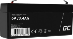 onderhoudsvrije AGM VRLA accu GREEN CELL 6 V 3,4 Ah voor alarmen, kassa’s en speelgoed