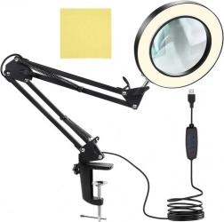 IZOXIS desk lamp with magnifier and LED lighting – black