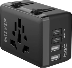 BlitzWolf cestovní adaptér 4v1 s USB‑C a PD 20 W