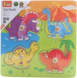 Houten Inlegpuzzel Gekleurde Dinosaurussen