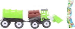 Plastic tractor with loader and trailer for children