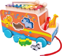 Houten auto Bino met vorminzet en xylofoon