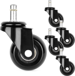 Gumeni kotačići za uredsku stolicu 50 mm, klin 10 mm, set 5 kom