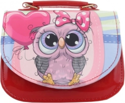 Kids' purse with little owl, red, glossy