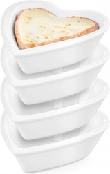 Ciotoline di porcellana a forma di cuore per antipasti 7,5 cm, 35 ml, 4 pz