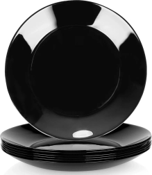 Black glass dessert plates 18 cm – set of 6