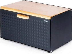 Portapane in metallo nero e bambù con doppio coperchio 35,5 × 22 × 20,5 cm Vilde