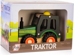 Wooden tractor with rubber wheels