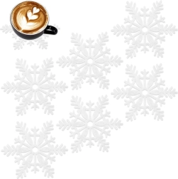 Filceni podstavki za kozarce snežinke, beli, 13,5 cm, 6 kos