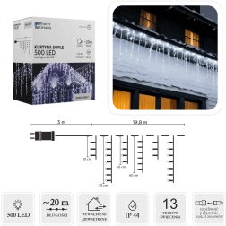LED-Lichtervorhang mit Eiszapfen, 500 LEDs, kaltweiß, 20 m