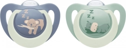 NUK First Choice Night Pacifier 6–18 months, 2 pcs, Hippo/Koala